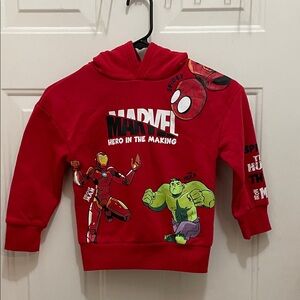 Marvel Red Hero Hoodie with Iconic Characters